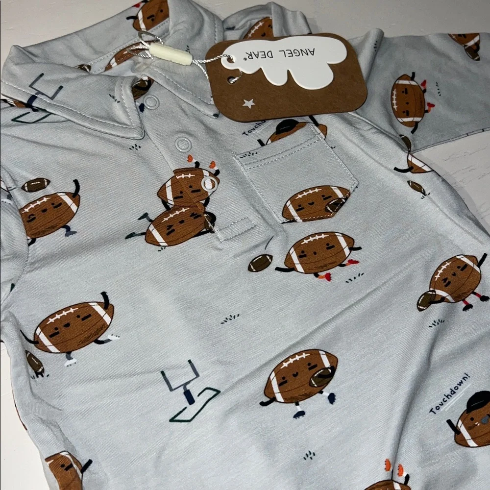 Angel Dear Polo Romper Football 0-3 6-12 18-24 months